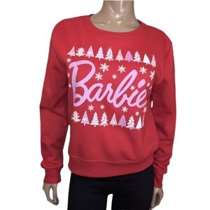 Barbie Ugly Christmas Sweater Tree Snowflake Graphic Sweatshirt Red Womens Large